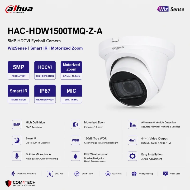 מצלמה כיפה עדשה חשמלית Dahua 2.7-12mm 5Mp HAC-HDW1500TMQ-Z-A – מצלמות אנלוגיות HDCVI DAHUA מצלמה כיפה עדשה חשמלית Dahua 2.7-12mm 5Mp HAC-HDW1500TMQ-Z-A – HAC-HDW1500TMQ-Z-A – מצלמות אנלוגיות HDCVI DAHUA | CAM4HIK