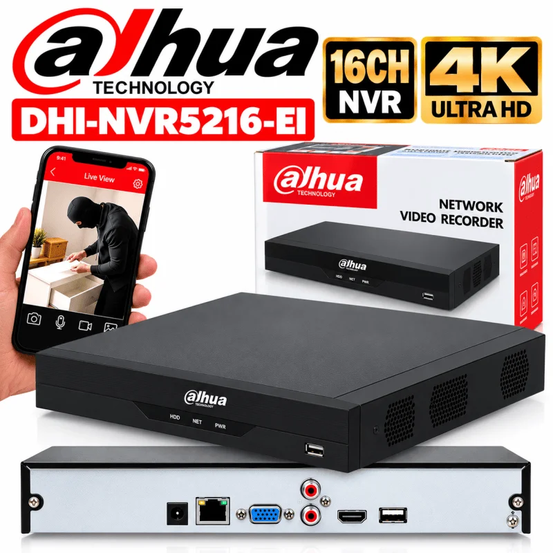 מערכת הקלטה NVR Dahua 16Ch DHI-NVR5216-EI WizSense 32MP Ai יבואן רשמי – DHI-NVR5216-EI-1 – NVR DAHUA | CAM4HIK