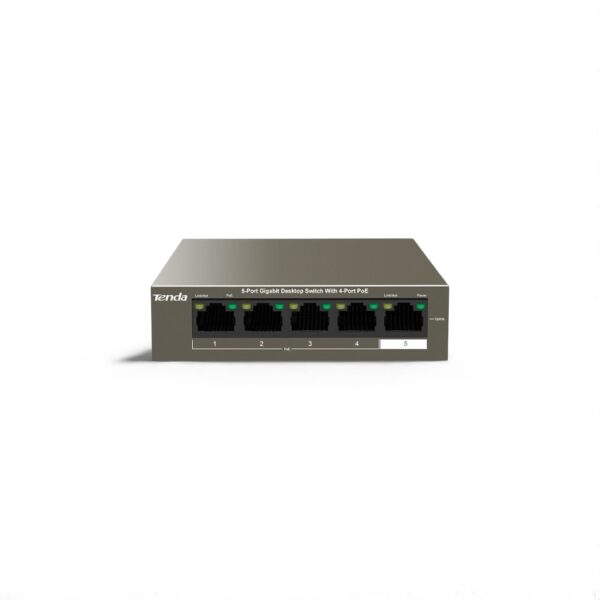 מתג Switch Tenda 5 Port With 4 PORT POE Gigabit 63W — מסגרות וקופסאות Hikvision Hikvision 2026