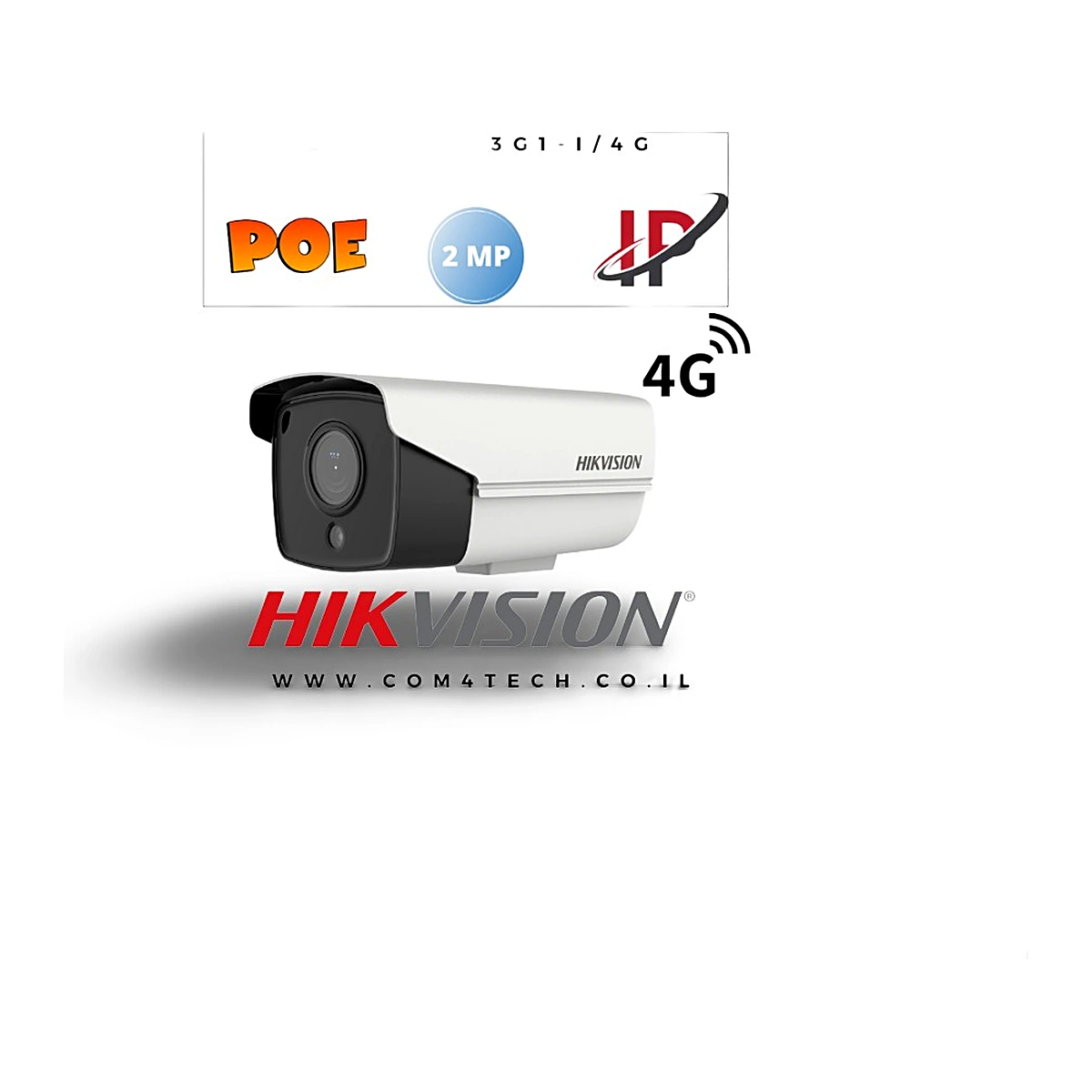 מצלמה צינור מבית HIKVISION 2MP DarkFighter מודול סלולארי (כוללת זרוע) עד 30 מ’ — מצלמות IP 2MP של Hikvision Hikvision 2026