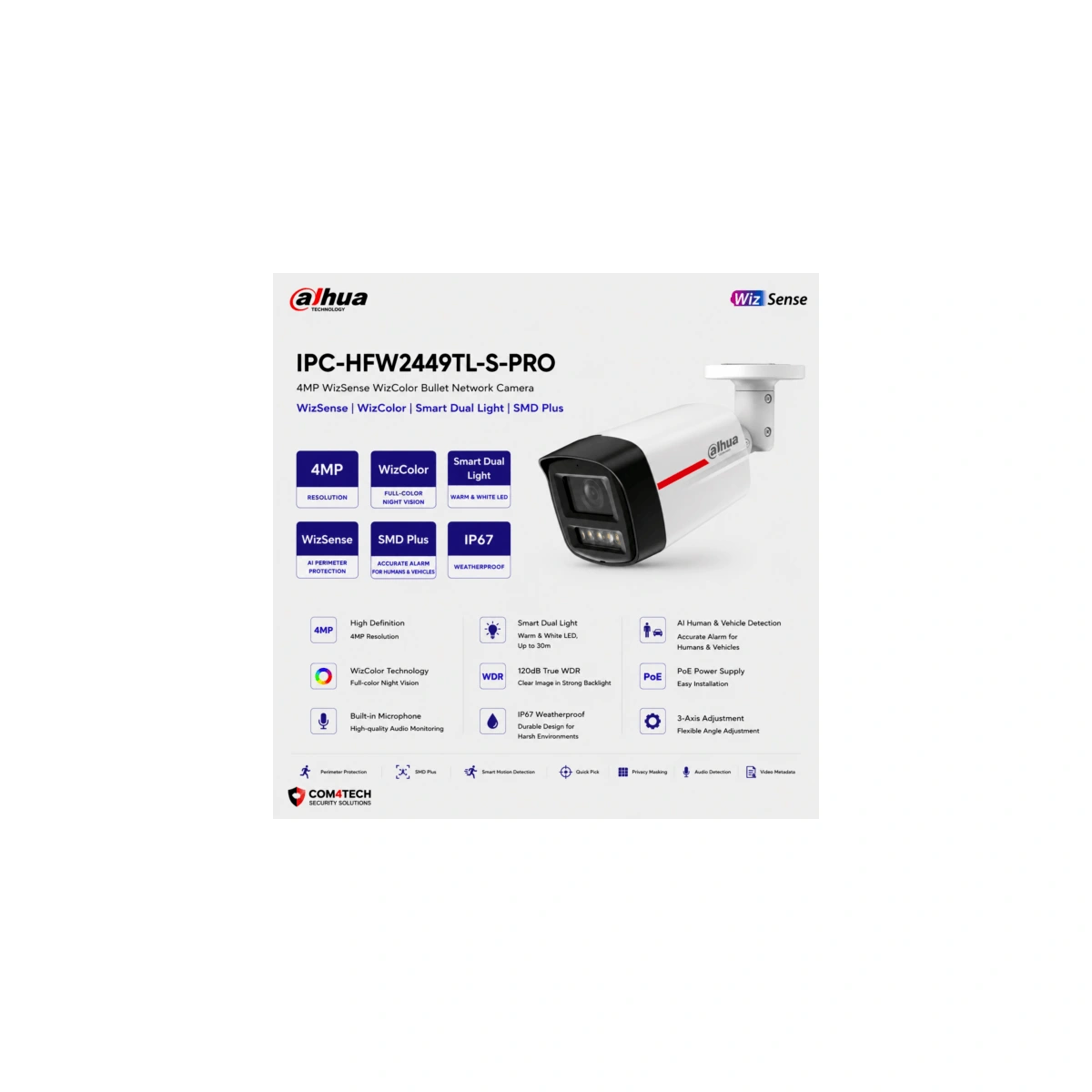 מצלמה צינור WizSense 4MP WizColor IPC-HFW2449TL-S-PRO Dahua – WizColor DAHUA מצלמה צינור WizSense 4MP WizColor IPC-HFW2449TL-S-PRO Dahua – IPC-HFW2449TL-S-PRO – WizColor DAHUA | CAM4HIK