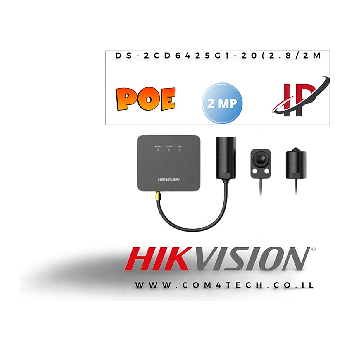 מצלמה סיכה (פין הול) 2MP כבל עדשה 2מ’ DS-2CD6425G1-20(2.8/2m Hikvision — מצלמות IP 2MP של Hikvision Hikvision 2026