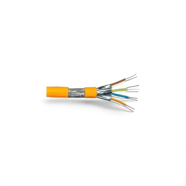 S/FTP CAT7A 4X2X23AWG 30% TC BRAIDING, LSZH JACKET, DELTA STANDARD -YELLOW- 500M, DRUM — כבלים תקשורת כללי Hikvision 2026