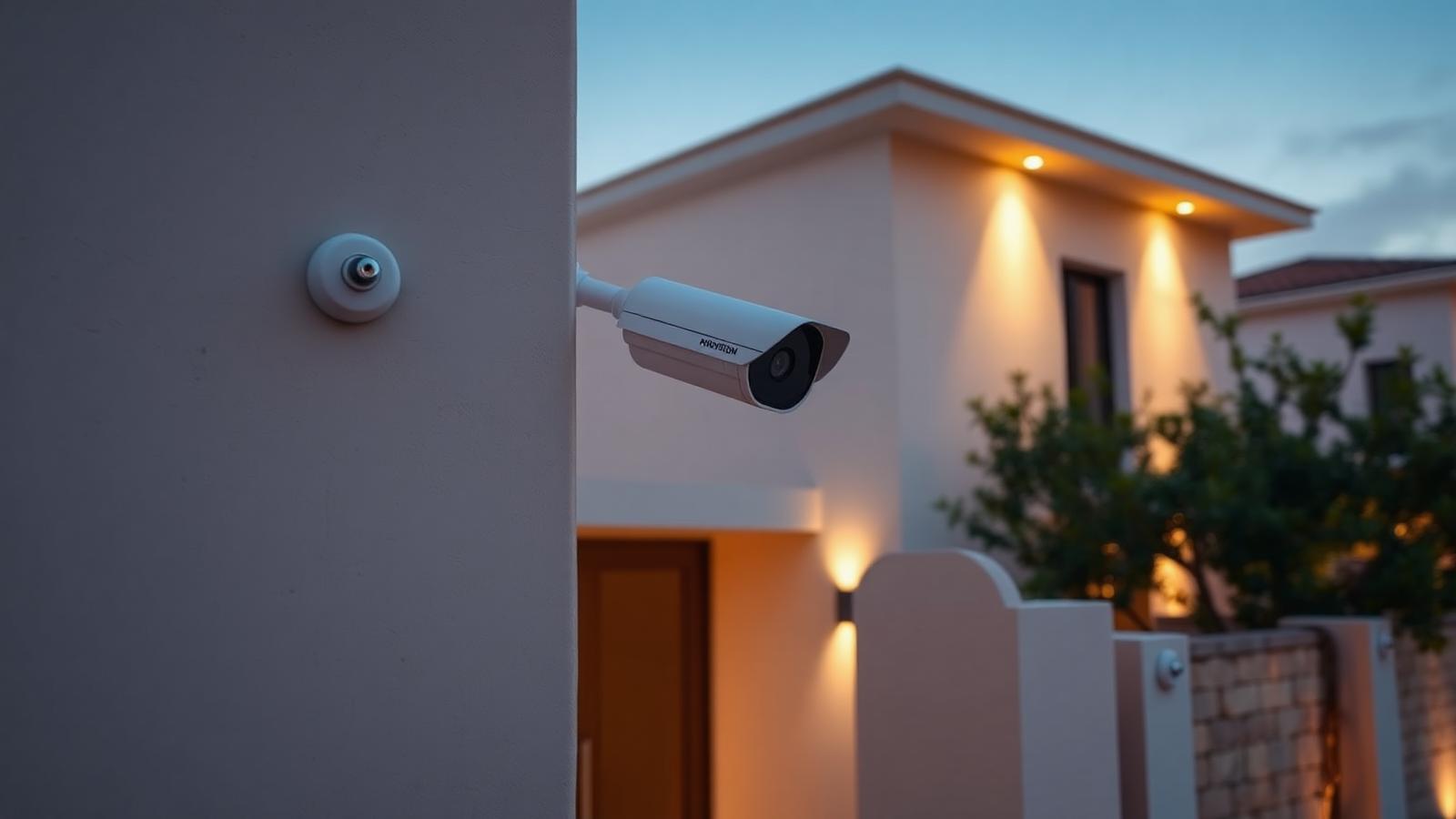 מצלמת אבטחה Hikvision מותקנת בכניסה לבית פרטי