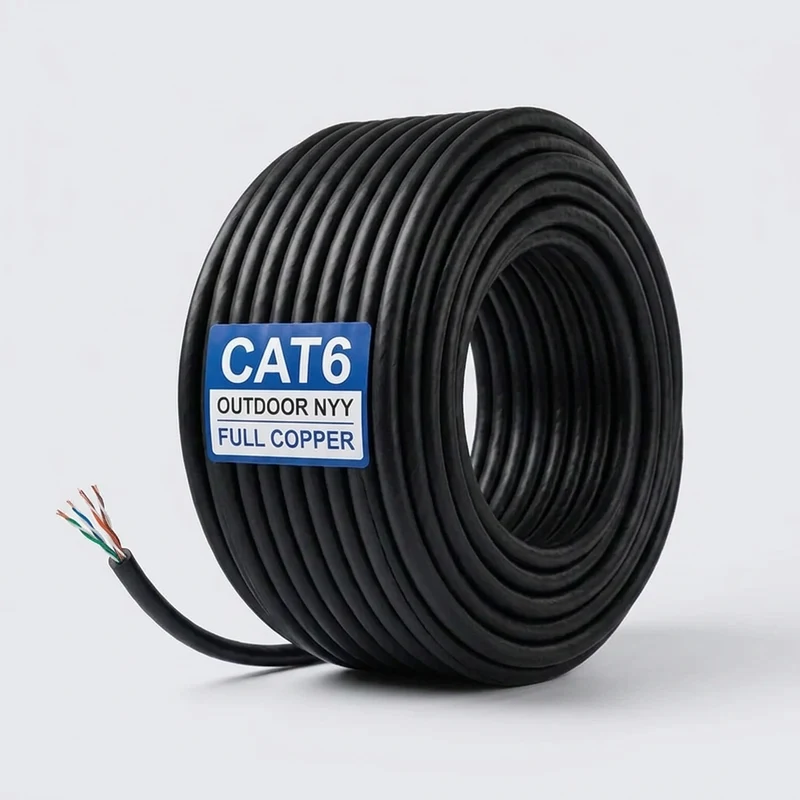 כבל תקשורת CAT 6 חיצוני נחושת מלאה NYY — כבלים תקשורת CAT-6 Hikvision 2026